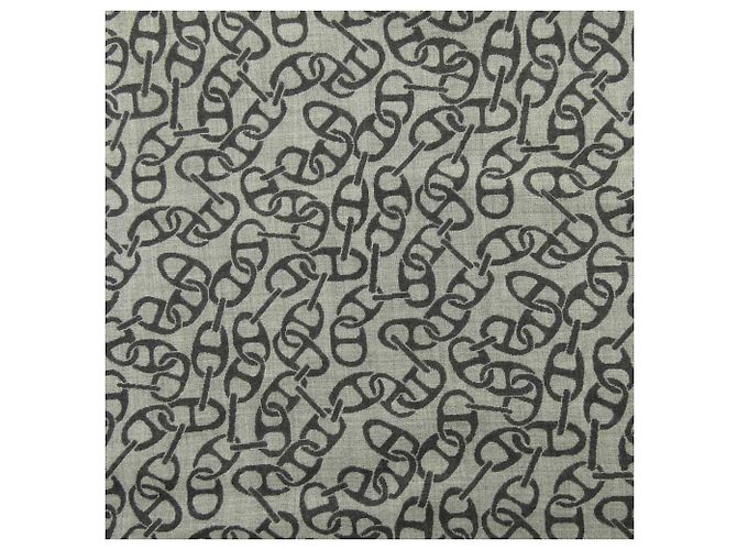 Hermès Stola Hermes in seta e cashmere grigia Marrone - vista 4