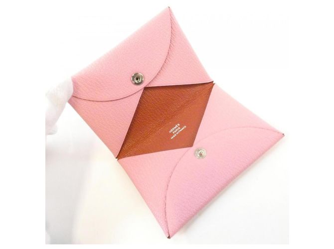 Hermès Tarjetero Hermes Calvi Verso Castaño Rosa - vista 3
