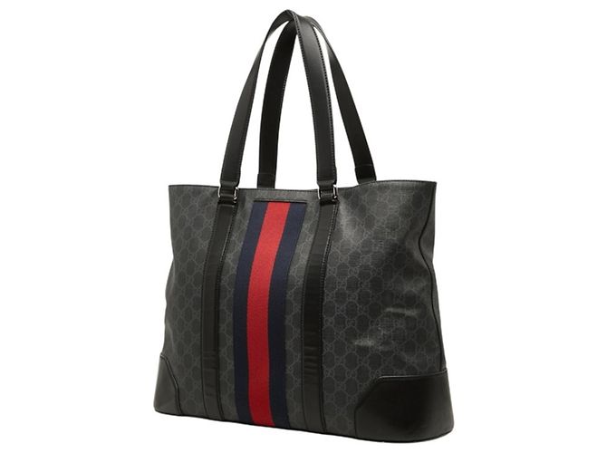 Borsa Tote Gucci GG Supreme Sherry Line Marrone Nero - vista 2