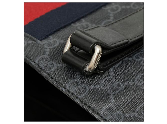 Borsa Tote Gucci GG Supreme Sherry Line Marrone Nero - vista 8