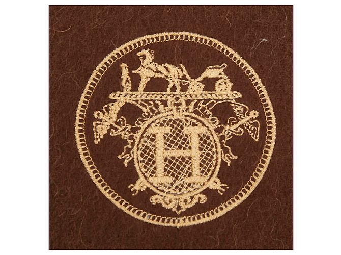 Hermès Sciarpa in cashmere marrone Hermes H-Logo - vista 3