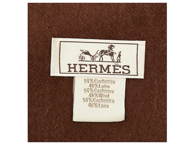 Hermès Sciarpa in cashmere marrone Hermes H-Logo - vista 4
