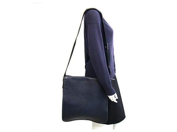 Borsa a tracolla Gucci in pelle blu navy - vista 10