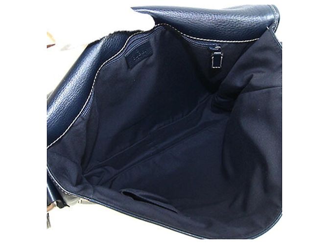 Borsa a tracolla Gucci in pelle blu navy - vista 3