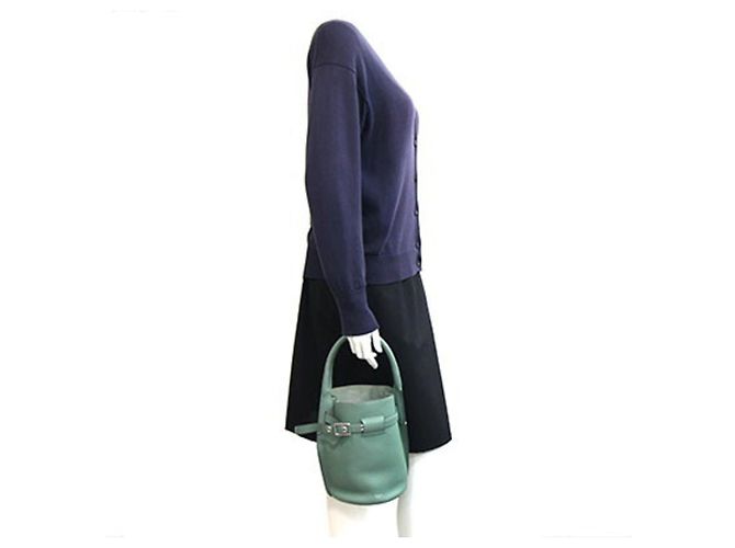 Céline Borsa a mano Celine in pelle verde - vista 8