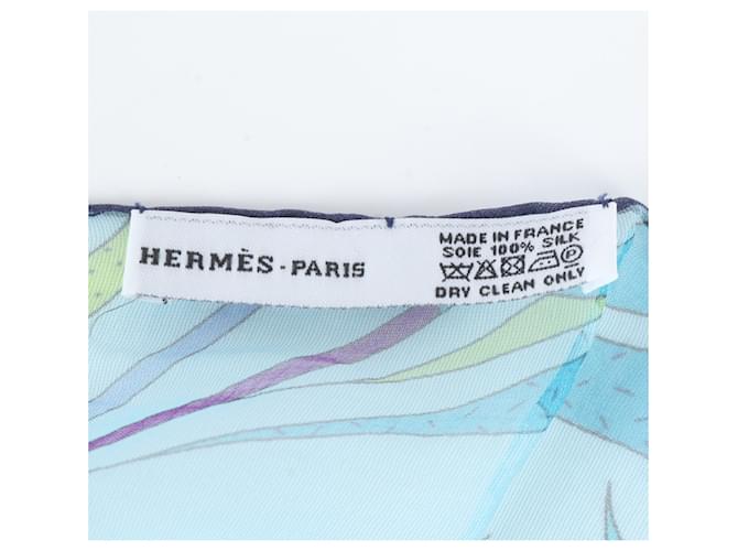 Hermès Stola in seta blu Hermes - vista 6
