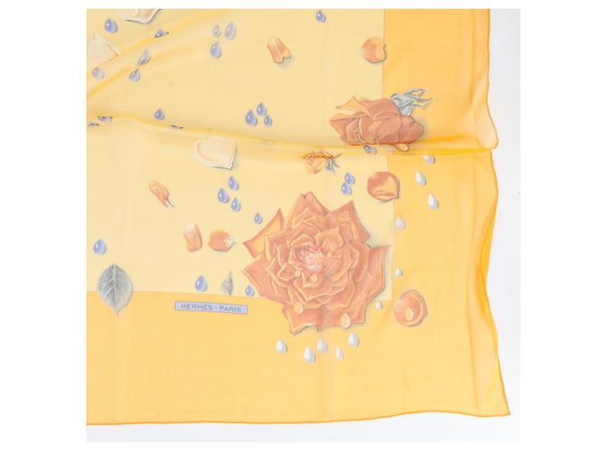 Hermès Foulard Hermes Carre Géant 140 LA ROSEE Arancione - vista 5