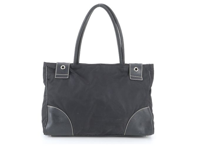 Borsa Tote Prada in nylon Tessuto e pelle Nero - vista 3