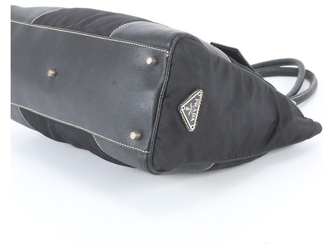 Borsa Tote Prada in nylon Tessuto e pelle Nero - vista 4