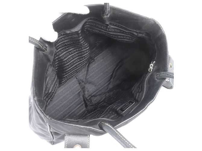 Borsa Tote Prada in nylon Tessuto e pelle Nero - vista 7