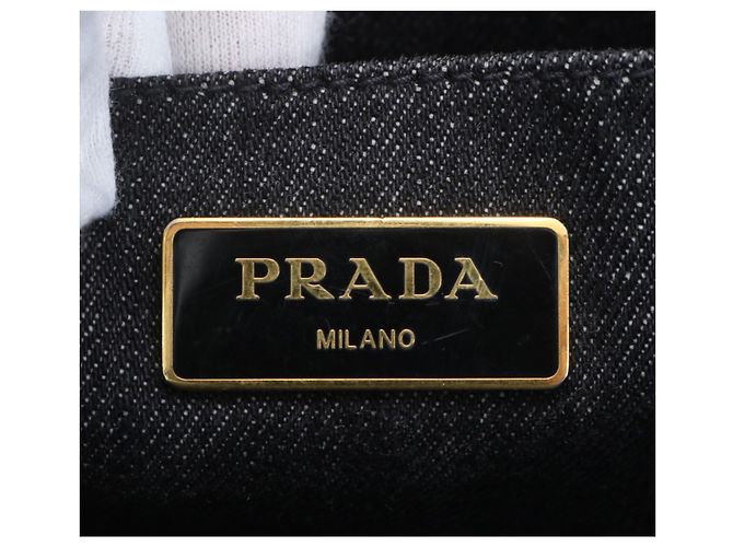 Borsa Tote Prada Canapa Denim Grigio antracite - vista 12