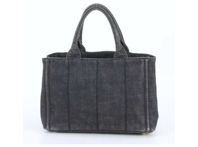 Borsa Tote Prada Canapa Denim Grigio antracite - vista 3
