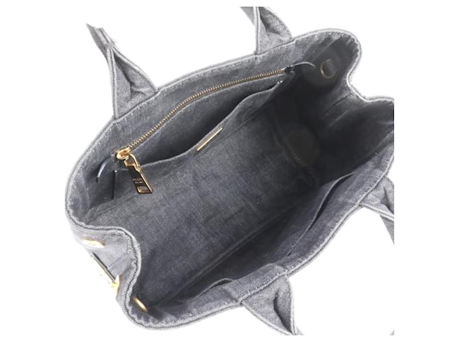 Borsa Tote Prada Canapa Denim Grigio antracite - vista 7