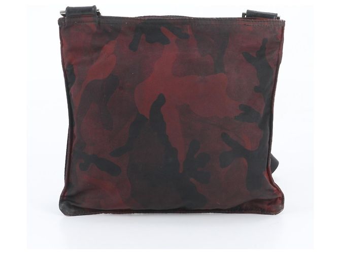Borsa a tracolla Prada Tessuto Nylon Camouflage Nero Rosso - vista 3