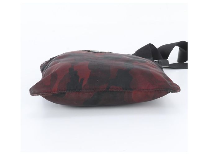 Borsa a tracolla Prada Tessuto Nylon Camouflage Nero Rosso - vista 6