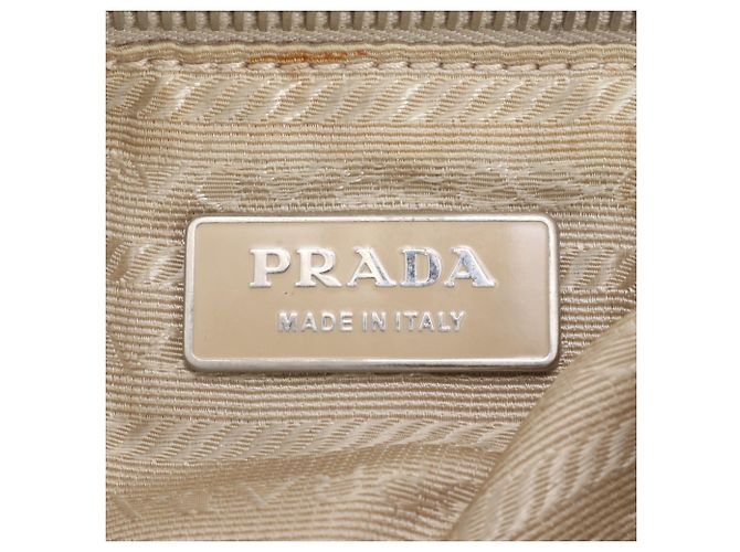 Borsa a tracolla in pelle e nylon Tessuto con logo triangolare Prada Bianco Beige - vista 10