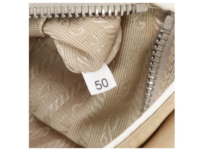 Borsa a tracolla in pelle e nylon Tessuto con logo triangolare Prada Bianco Beige - vista 11