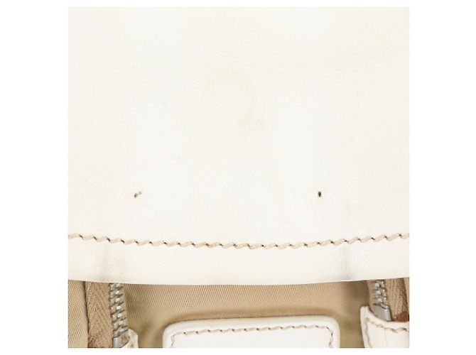 Borsa a tracolla in pelle e nylon Tessuto con logo triangolare Prada Bianco Beige - vista 9