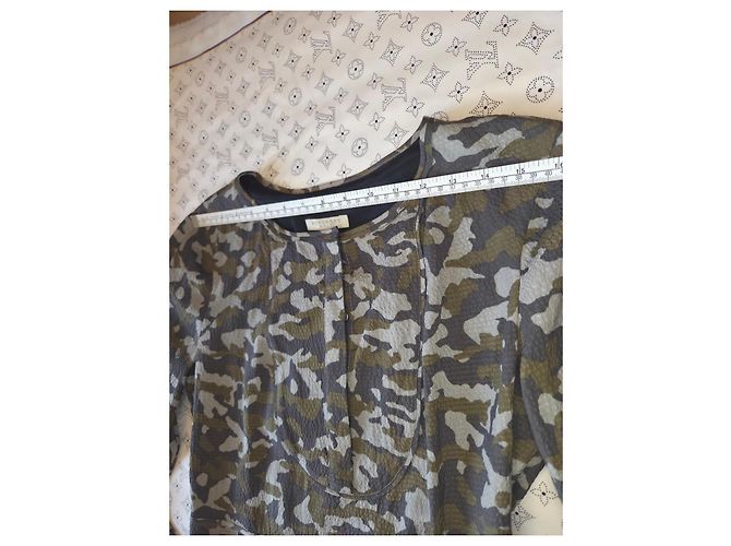 Burberry Brit Seidenkleid Camouflage Grün Grau - Ansicht 15