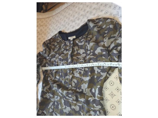 Burberry Brit Seidenkleid Camouflage Grün Grau - Ansicht 16