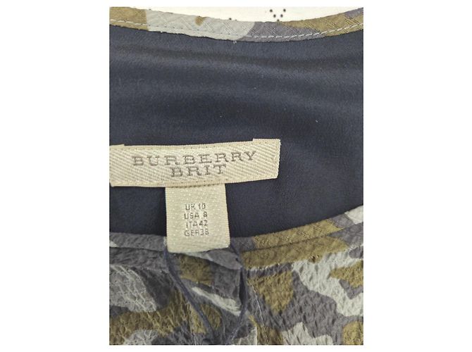 Burberry Brit Seidenkleid Camouflage Grün Grau - Ansicht 5