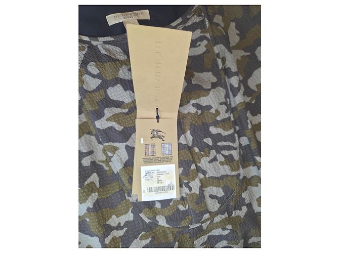 Burberry Brit Seidenkleid Camouflage Grün Grau - Ansicht 7