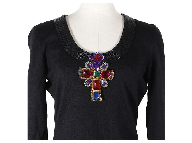 Versace Bijou Cross Wollpullover Schwarz - Ansicht 2