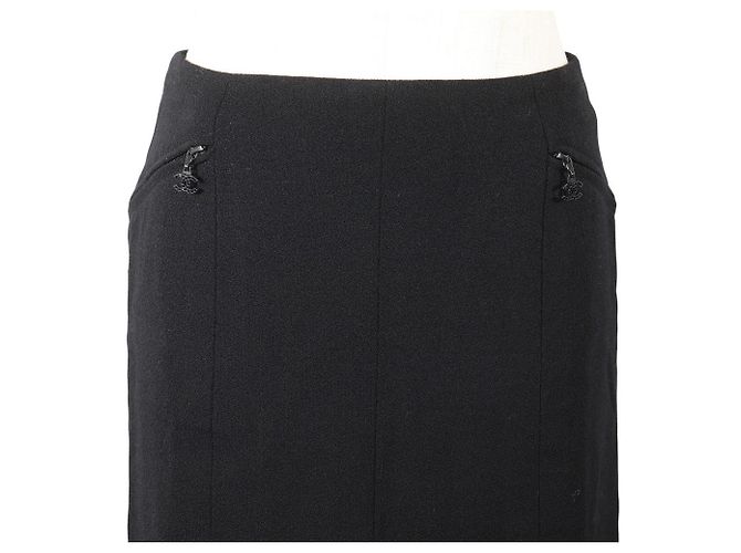 Falda de lana Chanel Coco Mark Negro - vista 2