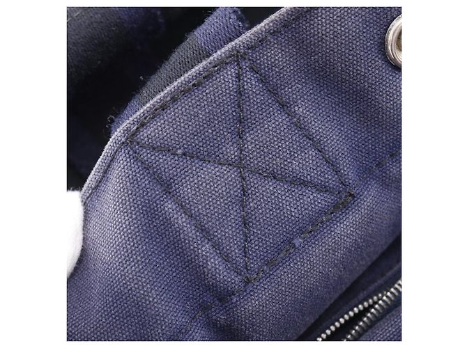 Hermès Sac Fourre Tout PM Borsa a mano in tela di cotone Nero Blu navy - vista 11