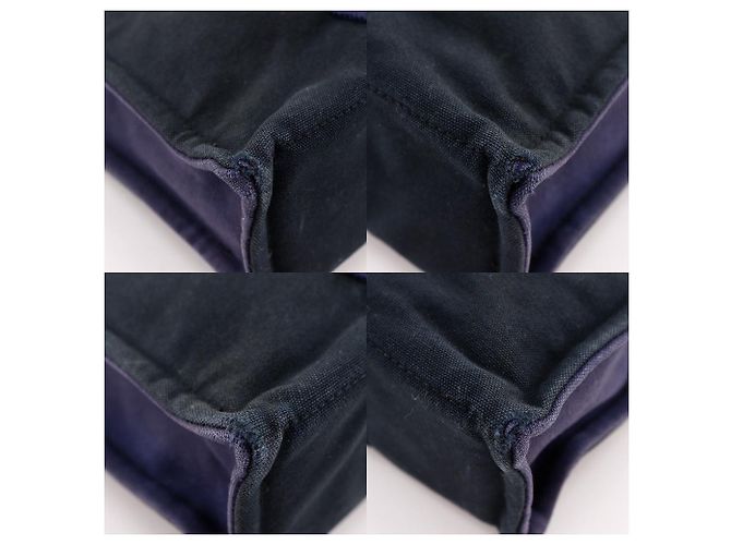Hermès Sac Fourre Tout PM Borsa a mano in tela di cotone Nero Blu navy - vista 4