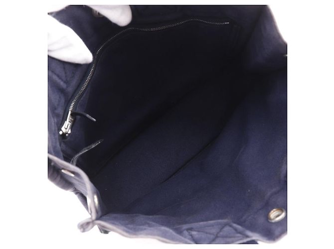 Hermès Sac Fourre Tout PM Borsa a mano in tela di cotone Nero Blu navy - vista 6