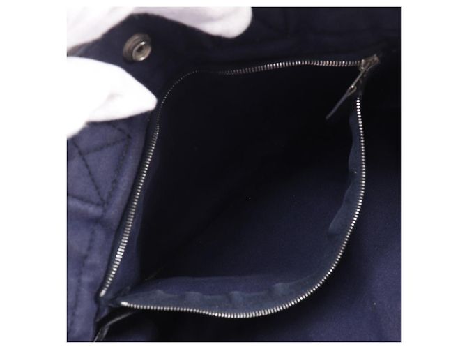 Hermès Sac Fourre Tout PM Borsa a mano in tela di cotone Nero Blu navy - vista 7