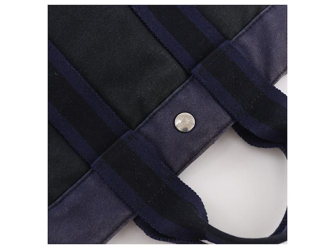 Hermès Sac Fourre Tout PM Borsa a mano in tela di cotone Nero Blu navy - vista 8