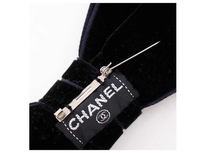 Spilla Chanel in velluto con nastro Nero - vista 3