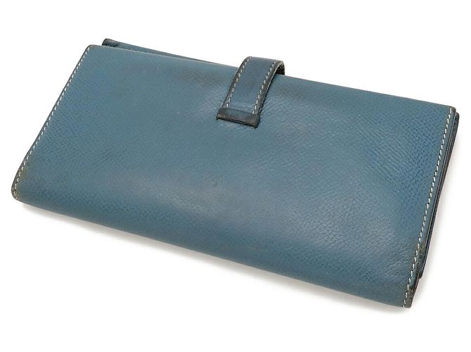 Cartera larga Hermès Béarn 2PLIS Vau Epsom Azul - vista 2