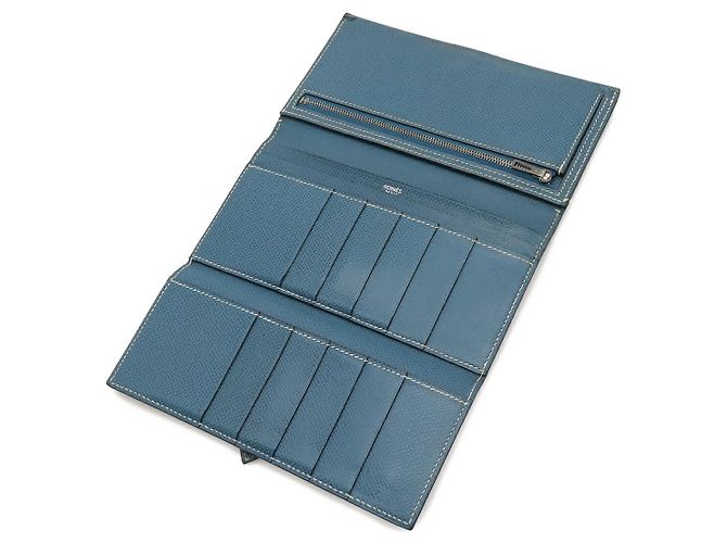 Cartera larga Hermès Béarn 2PLIS Vau Epsom Azul - vista 5
