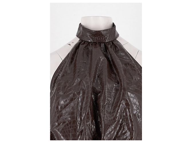 Autre Marque Top marrón sin mangas con espalda descubierta Castaño - vista 2