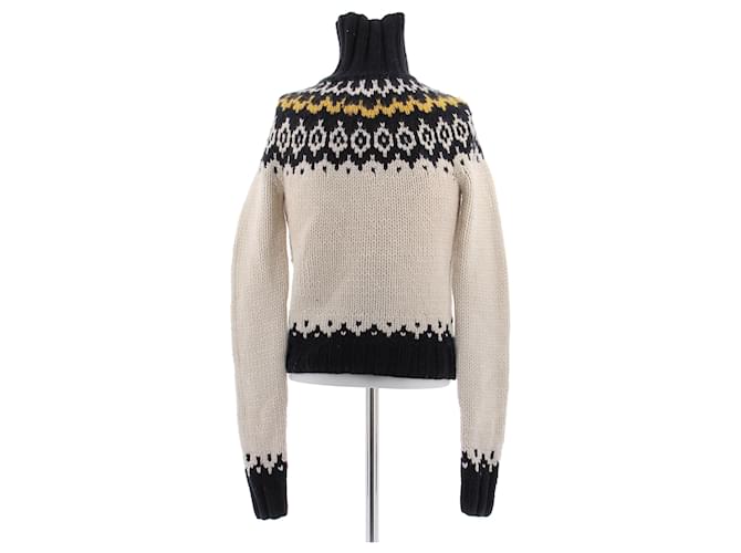 Céline Rollkragenpullover in Creme und Marineblau Beige - Ansicht 2