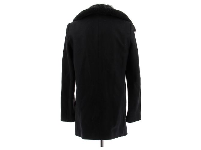 Saint Laurent Schwarzer Mantel mit Pelz - Ansicht 2