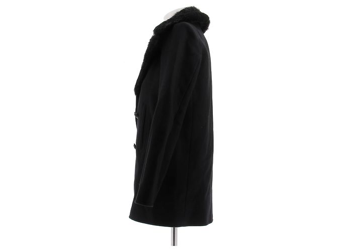 Saint Laurent Schwarzer Mantel mit Pelz - Ansicht 4