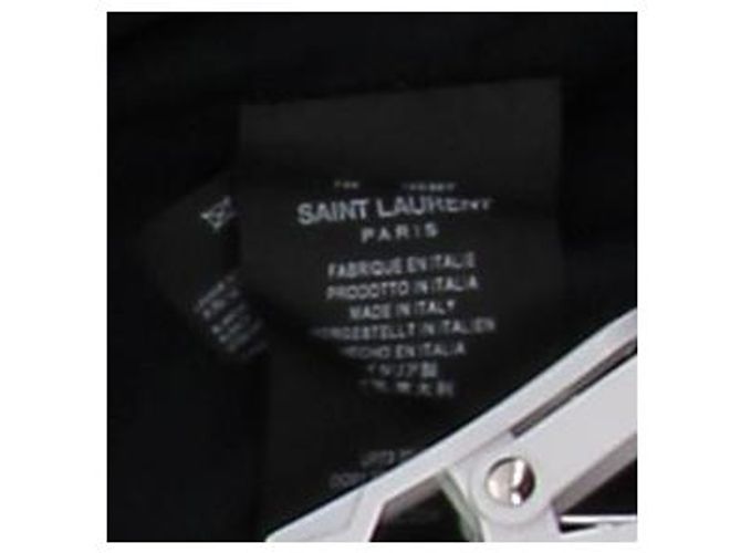 Saint Laurent Schwarzer Mantel mit Pelz - Ansicht 6