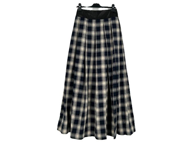 Autre Marque Falda larga de cuadros Azul - vista 2