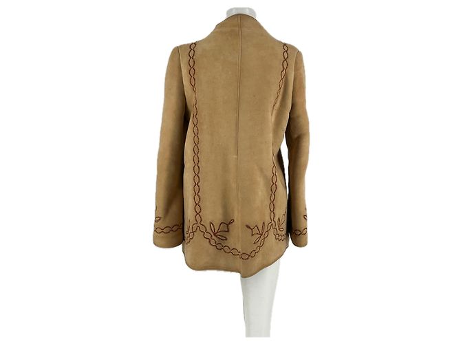 Autre Marque Wildlederjacke mit Pelzfutter Kamel - Ansicht 2