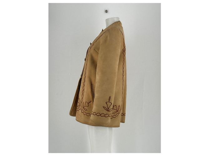 Autre Marque Wildlederjacke mit Pelzfutter Kamel - Ansicht 3