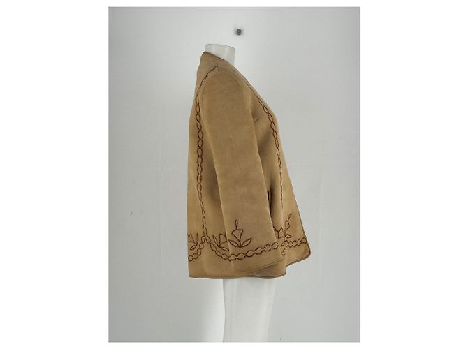 Autre Marque Wildlederjacke mit Pelzfutter Kamel - Ansicht 4
