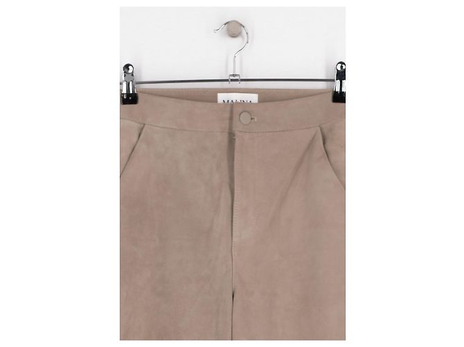 Autre Marque BY MALINA Gerade Hose aus Wildleder Beige - Ansicht 2