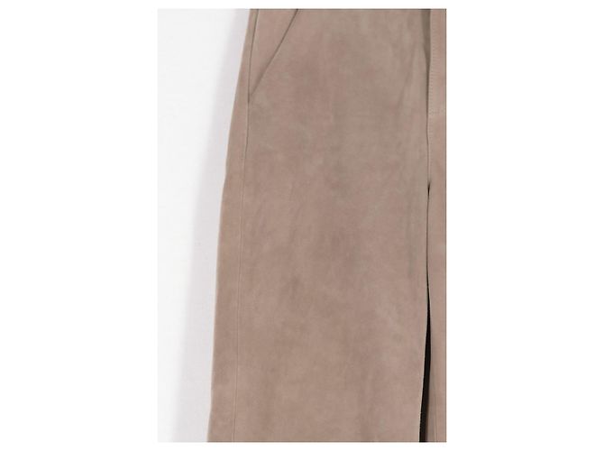 Autre Marque BY MALINA Gerade Hose aus Wildleder Beige - Ansicht 3