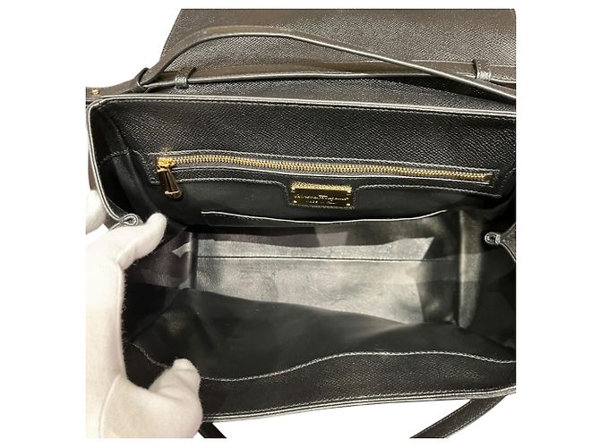 Borsa a tracolla Salvatore Ferragamo Vara Ribbon in pelle nera Nero - vista 6