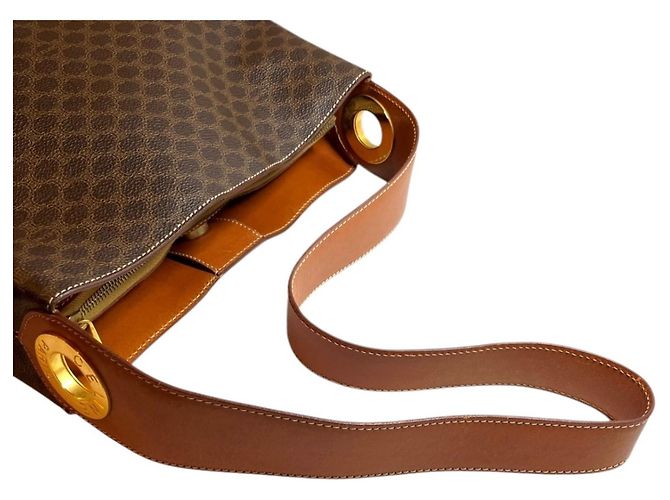 Céline Borsa a tracolla Celine in PVC marrone - vista 5