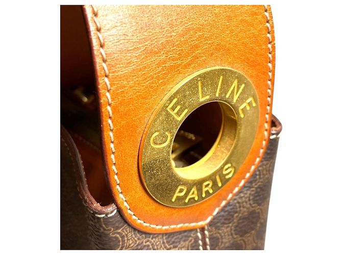 Céline Borsa a tracolla Celine in PVC marrone - vista 6